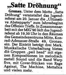 SatteDrohnung.20.1.95,Vorankundigung,WN SatteDrohnung.20.1.95,Vorankundigung,WN